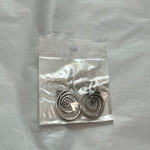 Whimsical Silver Spiral Hoop Dangle Earrings